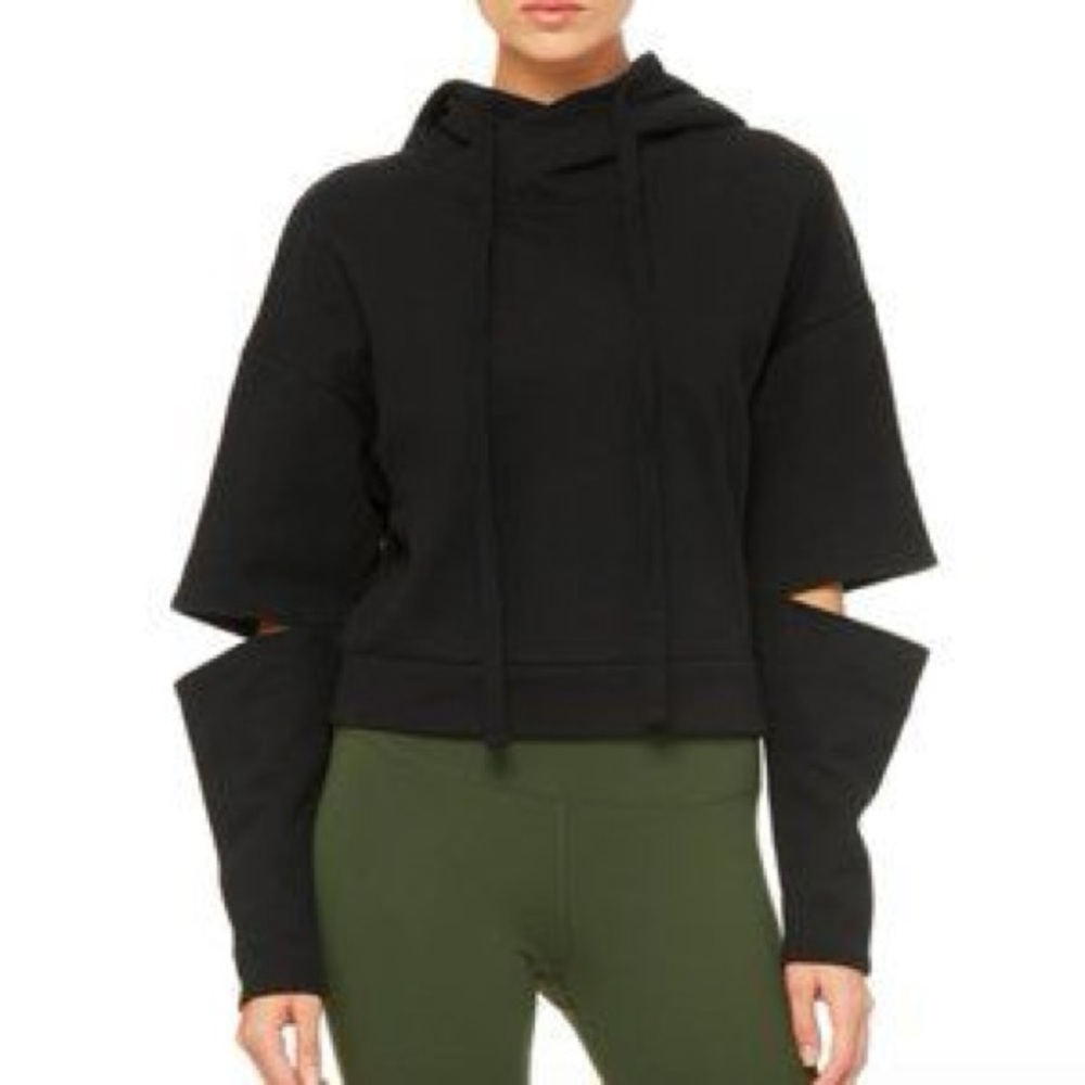 Alo Peak Long Sleeve Hoodie Crop Cut Out Sleeve
